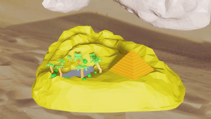 A low-poly scene of a desert