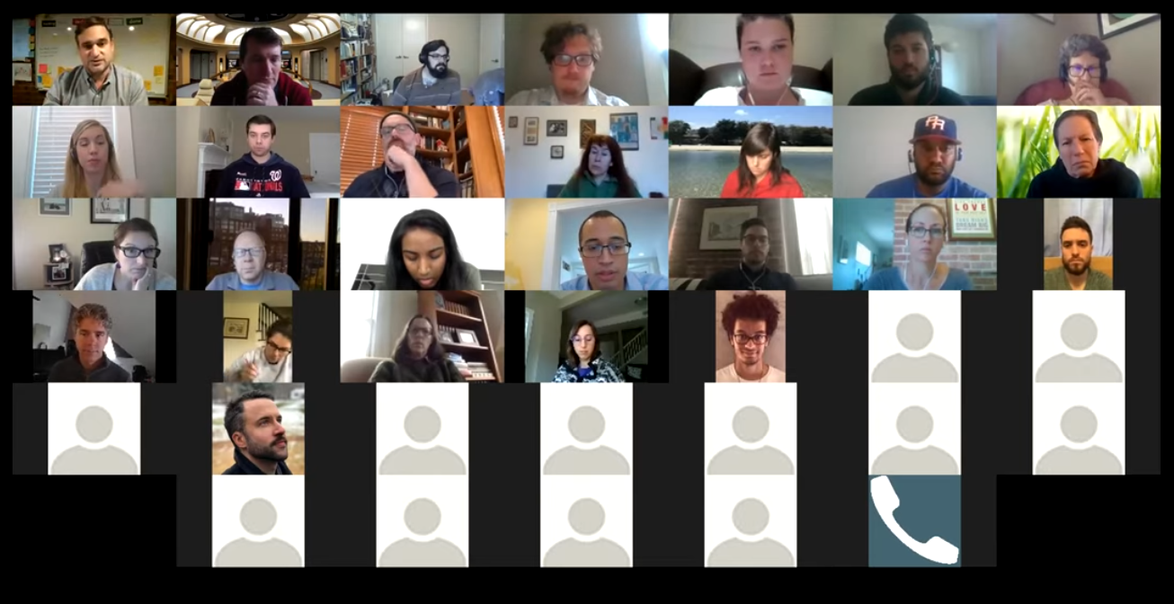 All of the Assembly Line volunteers on a Zoom call