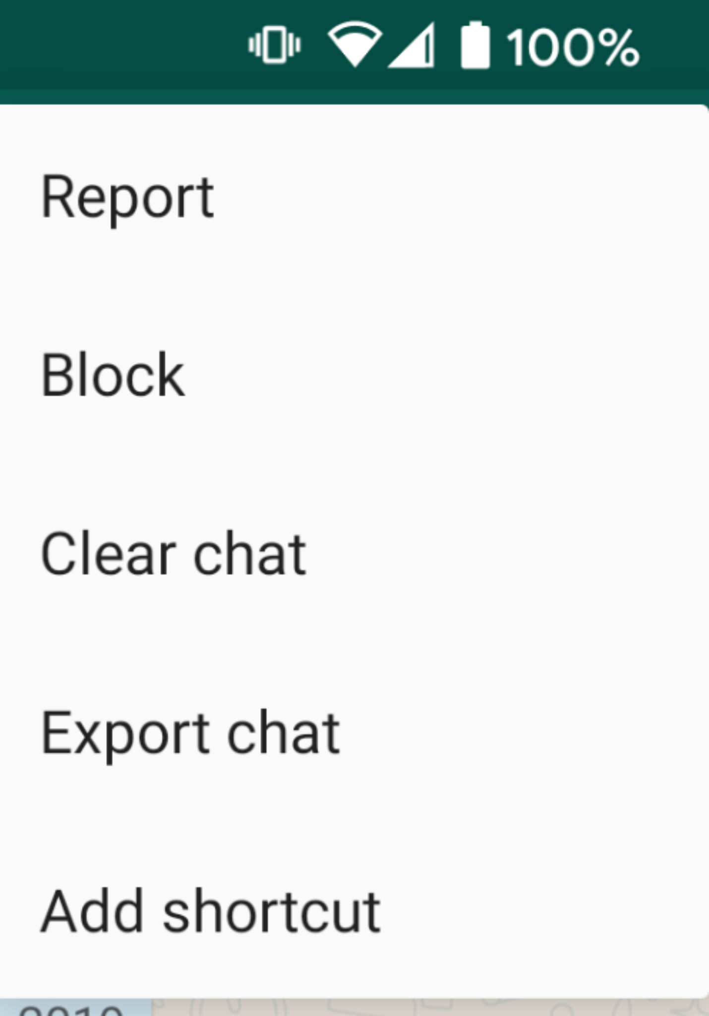 WhatsApp 'More' conversation settings
