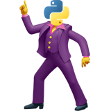 The man-dancing emoji, with the python logo poorly photoshopped as the dancer's head.
