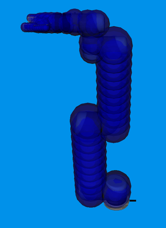 A UR robotic arm approximated with spheres